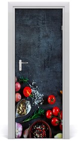 Poszter tapéta ajtóra Zöldségek és fűszerek 75x205 cm