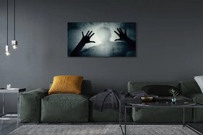 Canvas képek Árnyék kezek és a fej formáját 125x50 cm