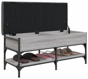 szürke sonoma színű szerelt fa cipőtároló pad 102 x 42 x 45 cm