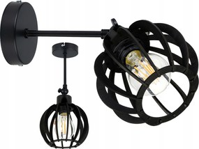 Fali Lámpa fekete 1x E27 fali állítható loft Gömb fa fekete