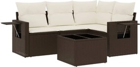 vidaXL 5 részes barna polyrattan kerti ülőgarnitúra párnával
