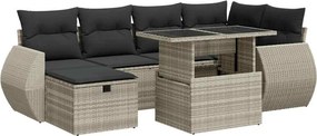 vidaXL 7 részes világosszürke polyrattan kerti ülőgarnitúra párnákkal