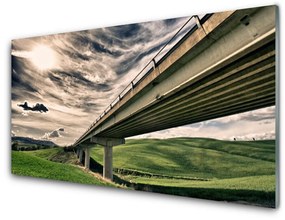 Fali üvegkép Völgy közúti híd 100x50 cm