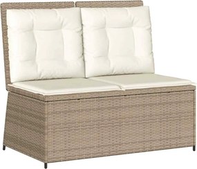 vidaXL bézs polyrattan dönthető kerti pad párnával