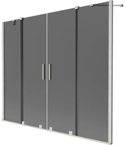 Mexen Velar Duo, 2 szárnyas eltolható kádparaván 180 x 150 cm, 8mm szürke üveg, csiszolt acél, 896-180-000-42-97