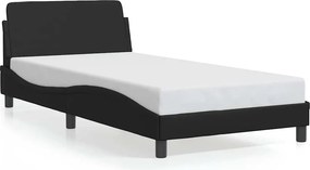 vidaXL fekete műbőr ágykeret Dover 100x200 cm