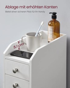 Kis fürdőszobai szekrény, álló tárolószekrény kis helyiségekbe, fehér színben