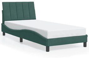 sötétzöld bársony ágykeret LED-világítással 80 x 200 cm
