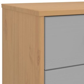 OLDEN szürke és barna tömör fenyőfa fiókos szekrény