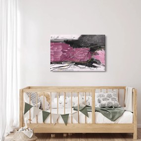 Kép - Rózsaszín-fekete absztrakció (90x60 cm)