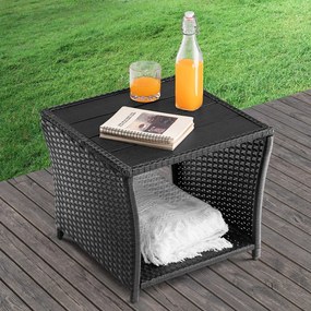 Deuba Vedis polyrattan asztalka 45x45x40 cm - fekete