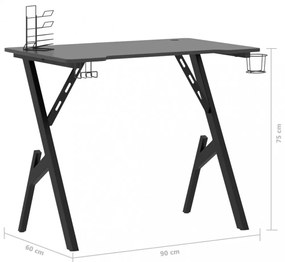 fekete Y-lábú gamer asztal 90 x 60 x 75 cm