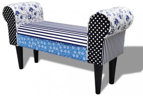 kék és fehér foltvarrott pad