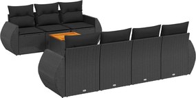 vidaXL 8 részes fekete polyrattan kerti ülőgarnitúra párnákkal