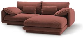 Rózsaszín bársony sarokkanapé (jobb oldali-heverő résszel) Torino – Micadoni