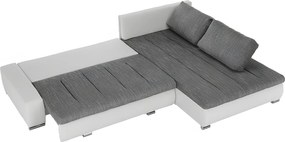 Ülőgarnitúra, műbőr fehér/szövet szürke melír, TONIKS