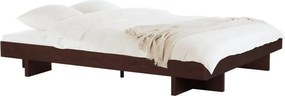 Barna MDF franciaágy ágytámla nélkül ágyráccsal 160x200 cm kőrisfa dekorral Kito – noo.ma