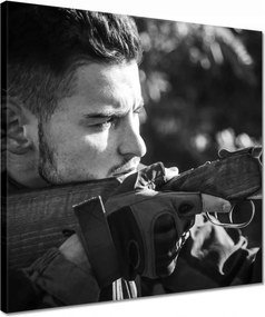 Vászonkép 40x40 Vadász portré erdő