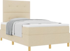 vidaXL Boxrugós ágy matracmal fejtámlával Krém 120 x 200 cm szövet