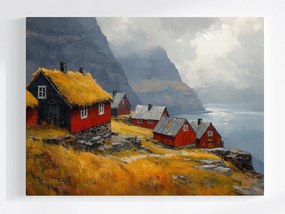 Canvas Vászonkép Norvégia Fjordok Piros Házak Skandinávia 80x60