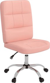 Vinsetto Karfa Nélküli Irodai Forgószék Magasságállítható Modern Stílus 120 kg Terhelhetőség 45x59x90-100 cm Rózsaszín | Aosom