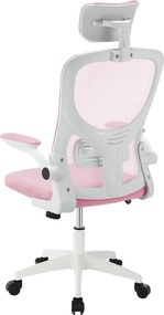 Ergonomikus irodai szék deréktámasszal, fejtámlával, rózsaszín
