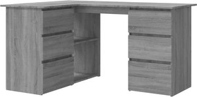 vidaXL szürke sonoma színű szerelt fa sarokíróasztal 145 x 100 x 76 cm