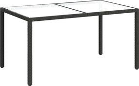 vidaXL fekete polyrattan és edzett üveg kerti asztal 150 x 90 x 75 cm