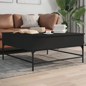 Fekete szerelt fa és fém dohányzóasztal 95 x 95 x 45 cm