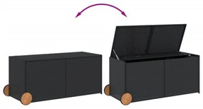 fekete polyrattan kerti tárolóláda kerekekkel 283 L