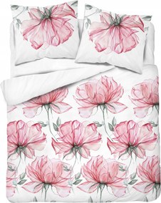 Hálószobai ágyneműhuzat 180x200 pamut fehér rózsaszín virágok