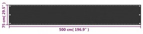 antracitszürke HDPE erkélynapellenző 75 x 500 cm