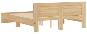 sonoma tölgy színű ágykeret fejtámlával és LED-del 160 x 200 cm