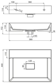 Sapho - Falra szerelhető mosdó GODIVA 58x44 cm márvány/fehér
