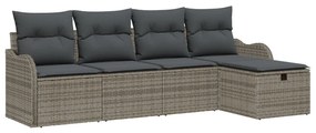 Kerti Kanapé Szett 5 pcs Szürke 231 x 117 x 85 cm Poli rattan