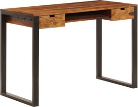 vidaXL tömör akácfából és acél asztal 110 x 55 x 78 cm