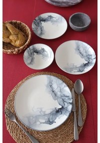 24 részes étkészlet fehér/fekete/porcelán