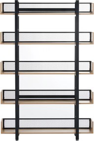 5 polcos polcállvány, tölgy/fekete, KILIS NEW TYP 2