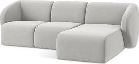 Világosszürke bársony sarokkanapé (jobb oldali-heverő résszel) Lani – Makamii