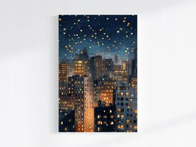 Vászonkép Canvas Grafika Város Felhőkarcolók Blokkok Lakótelep Éjszaka 40x60