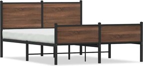 vidaXL barna tölgy színű fém ágykeret matrac nélkül 137 x 190 cm