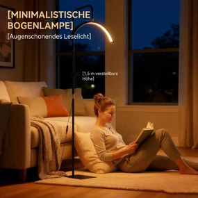 HOMCOM LED félhold alakú szempillalámpa telefontartóval, 350°-ban forgatható, állítható magassággal, fekete
