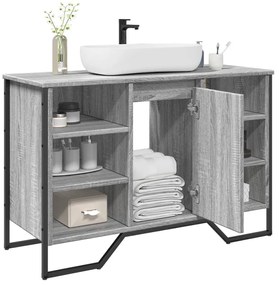 szürke sonoma szerelt fa fürdőszobai mosdószekrény 91x35x60 cm