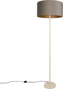 Japandi állólámpa bézs, taupe színű búrával és arany belsővel 50 cm - Simplo