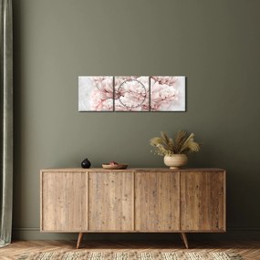 Kép - Rózsaszín virágok a falon (órával) (90x30 cm)
