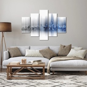 Kép - Panoráma a városra, kék-szürke (150x105 cm)