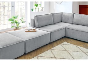 Világosszürke kordbársony sarokkanapé ("U" alakú-variálható) Nihad modular – Bobochic Paris