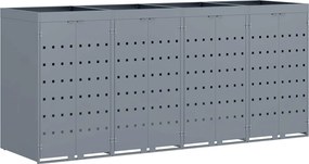 vidaXL Gurulós kuka tároló 4 kukához Világosszürke