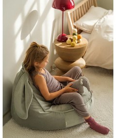 Mentazöld bársony gyerek babzsákfotel Bunny – Wigiwama