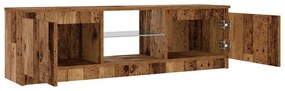 antik fa színű szerelt fa TV-szekrény LED-ekkel 120x30x36 cm